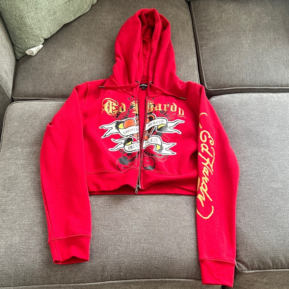 Ed Hardy Vibrant Red Graphic Hoodie